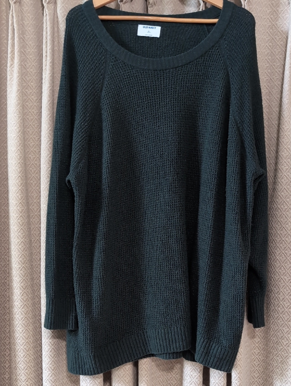Women's Size 3X Old Navy Green SOSOFT Waffle Knit Oversized Sweater